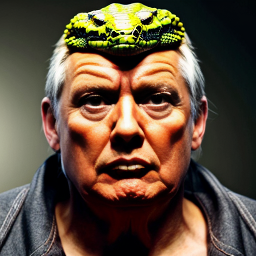 Donald Trump as a reptilian hybrid harvesting humans