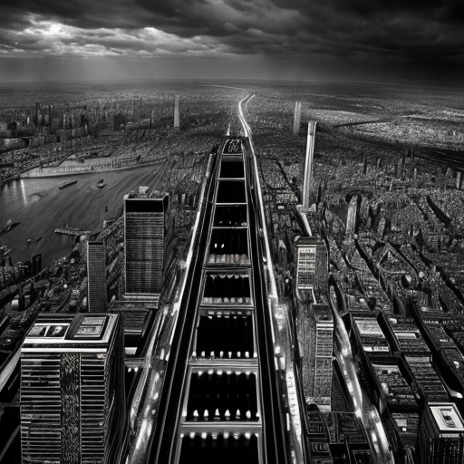 german expressionism city with an exagerated architexture and distorted lines with a dark tone

