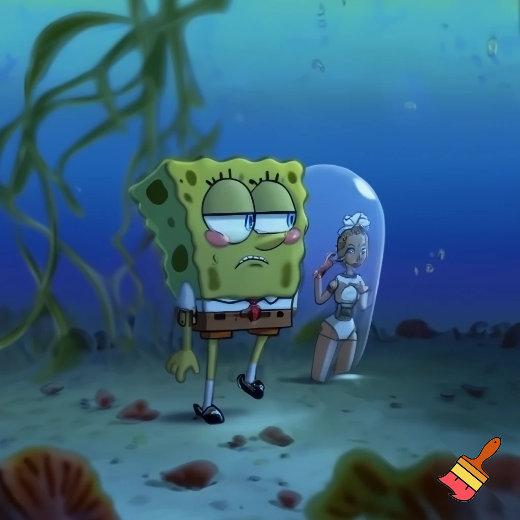 SpongeBob SquarePants having a divorce with sandy cheeks 