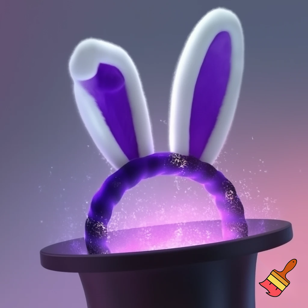 Black top hat with bunny ears velvet white and purple purple and white headband fabric and velvet glitter, purple and pink special present true special and delicate velvet white purple Easter bunny is bunny top hat velvet?