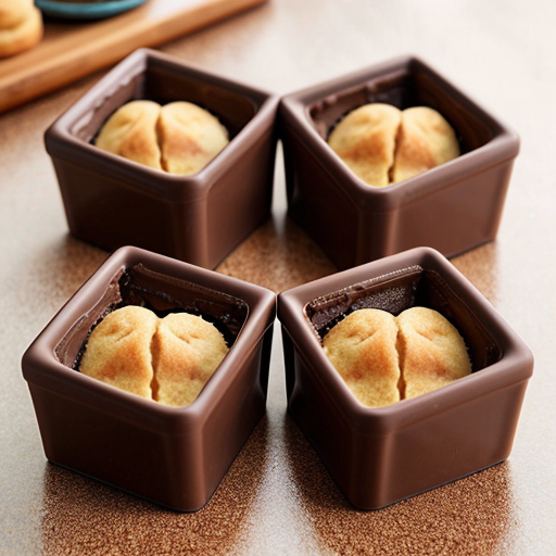 four square-shaped thick baking chocolate pieces (for baking with)