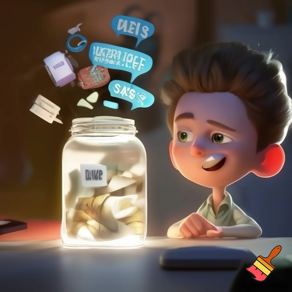 


---

Prompt do AI (plakat „Słoik 30 dni”)

> Vertical poster (9:16) of a young boy doing a “30-day saving challenge”. The same boy throughout: same hair, same shirt. Central focus: glass jar full of coins and banknotes labeled “Day 30”. Boy looking at the jar with a happy, satisfied expression. Soft warm lighting, slight rim light, soft background blur. Floating thought bubbles with text: “Should I save…?”, “I’m saving!”, “And this is just the beginning!”. Animated money icons around jar: headphones, powerbank, game console, cinema tickets. Color scheme: warm tones, slightly enhanced saturation, soft contrast. Typography: Montserrat Bold, readable, not covering the boy’s face. Add subtle glow effect around the jar to attract attention. Bottom text: “Your turn! #SmartWithMoney”. Style: motivational, energetic, realistic cartoonish blend, high detail, cinematic composition.



