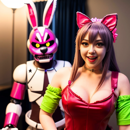 Show me what would happen if a boyfriend and girlfriend "Friday night funkin" were captured by female animatronics fnaf 2 , who then decided to make the boyfriend a girl (change his gender and appearance) and put the girl (boyfriend gender) in a cute sexy bunny animatronic costume, and the wife girlfriend in a female animatronic cat costume. Both died in agony. ( Blood ) How would the spirit of the girl (boyfriend gender) and his wife (girlfriend) react afterward? The boyfriend is gender (fnf) and looks like a bunny girl in spirit.