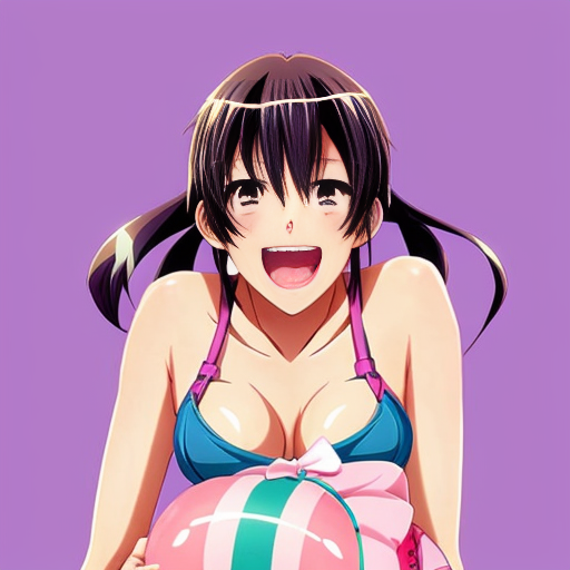A cheerful 12-year-old teenage sister wears the same boys' swimsuit as her equally cheerful and amused 13-year-old teenage brother, and they both play in it together.