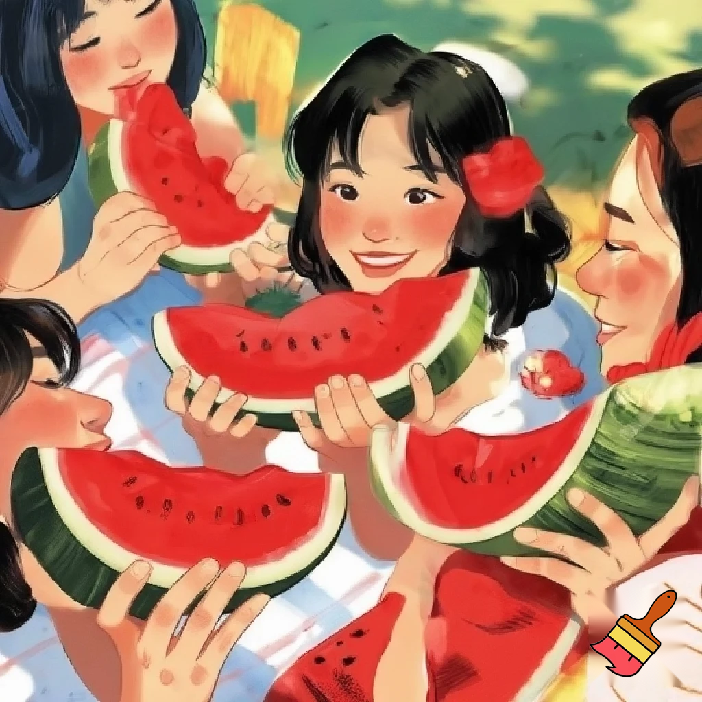 fat people eating watermelon

