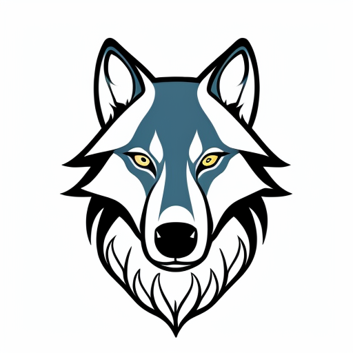 create an image of a glowing blue wolf, with glowing red eyes and a crocodile mouth