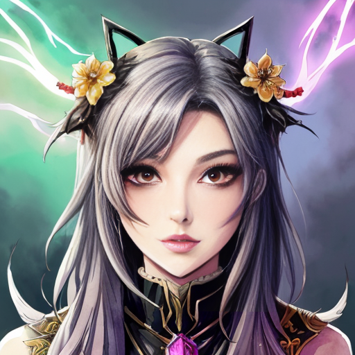 anime art of corrupted Keqing from Genshin Impact, light purple short hair with tassel hairpin, glowing magenta eyes, glowing lightning veins on face and forehead, dark fantasy outfit with blue gems, dramatic dark purple and orange fire background, detailed anime illustration, sharp features, cinematic lighting, Japanese anime style, moe aesthetic, cel shading, clean line art
