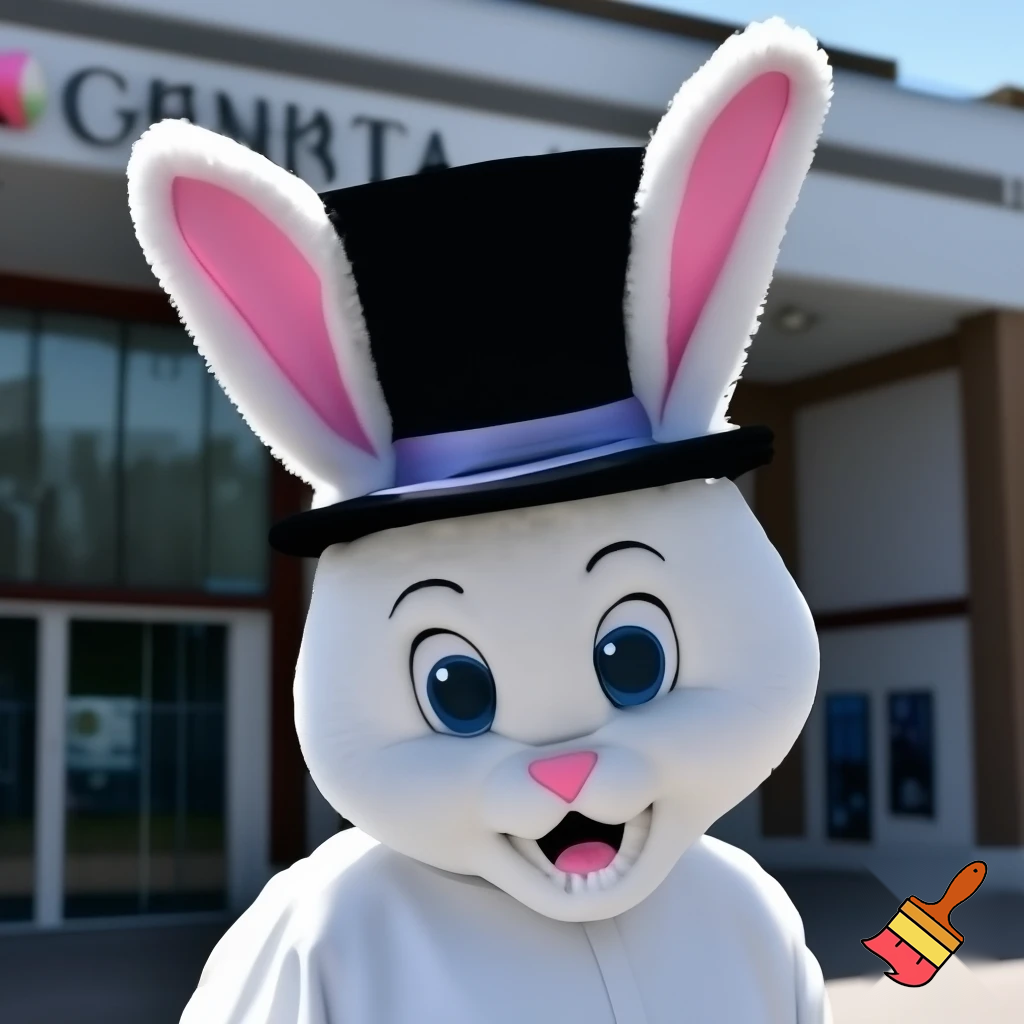 Mascot costume, Easter bunny top hat special top hat falcon gate shopping centre