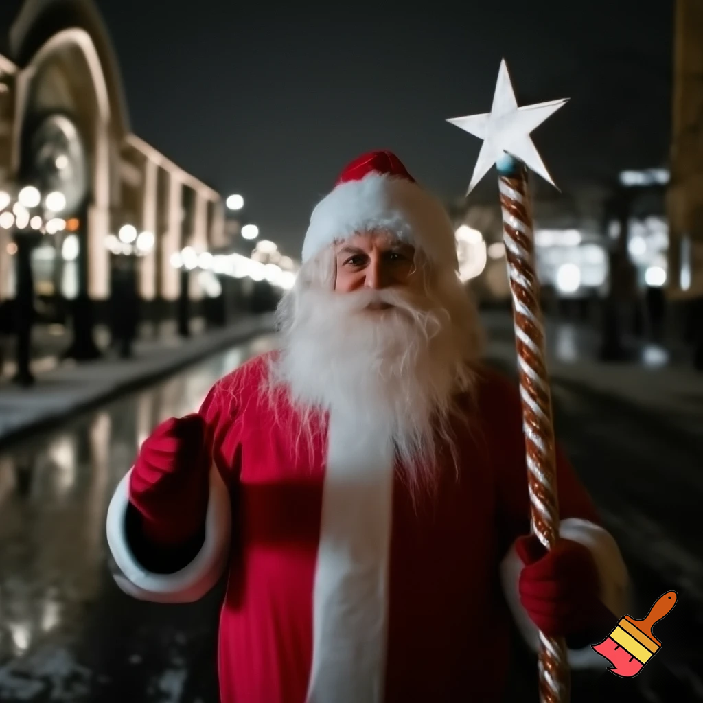  Santa Claus, Russia walking stick with a star shopping centre the real Santa Claus special magic
