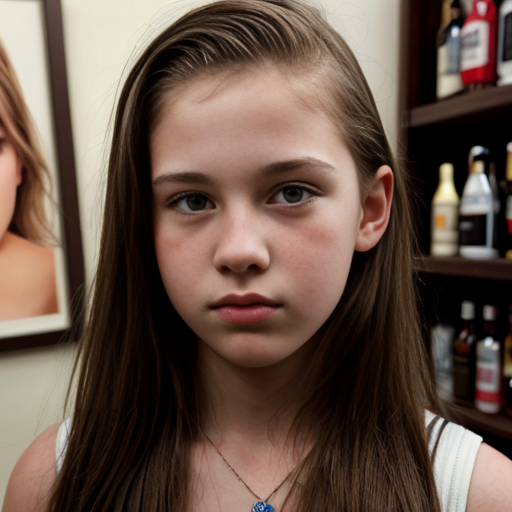 Teen girl 13-15 facing camra