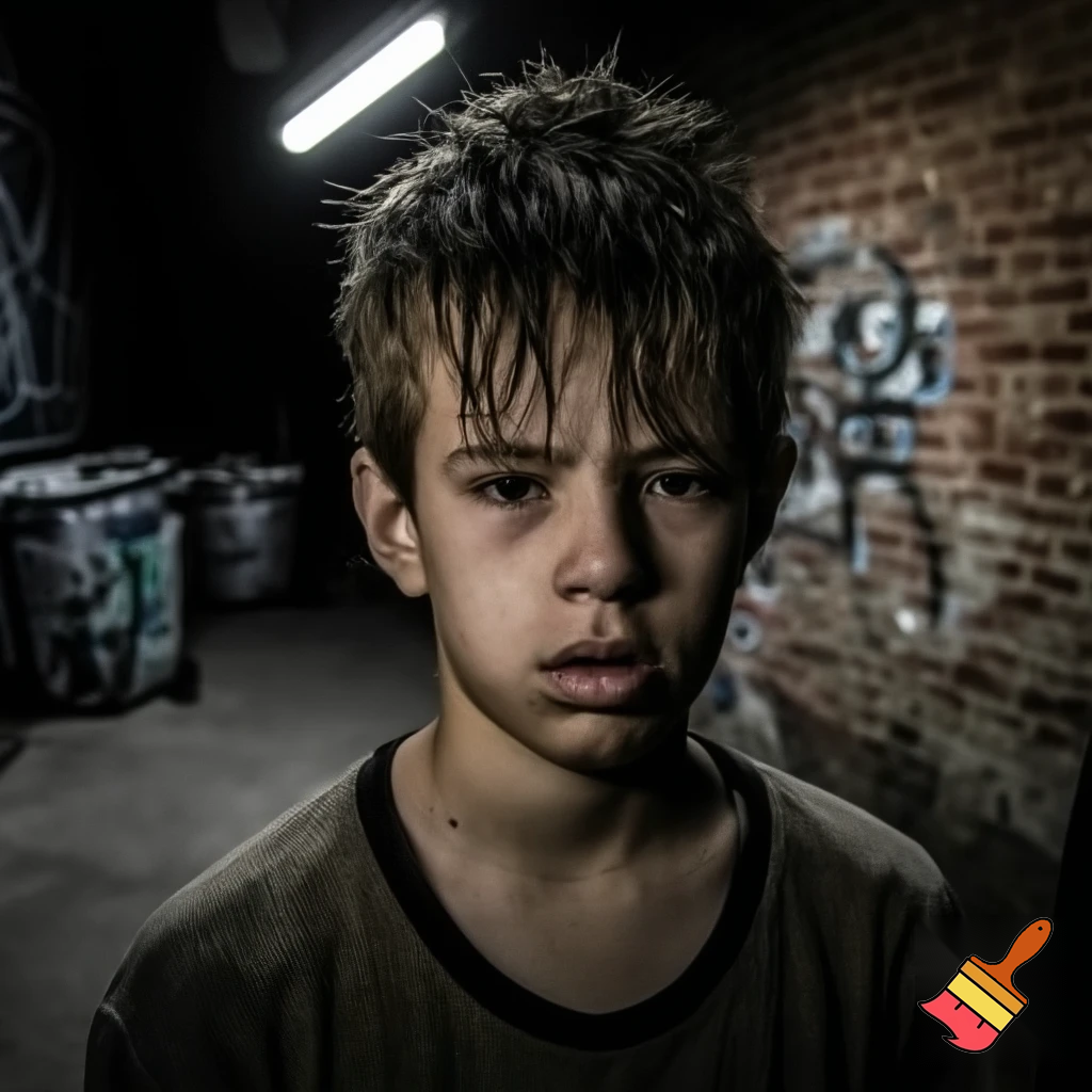 A skinny kid with brown greasy hair and his name is Thomas