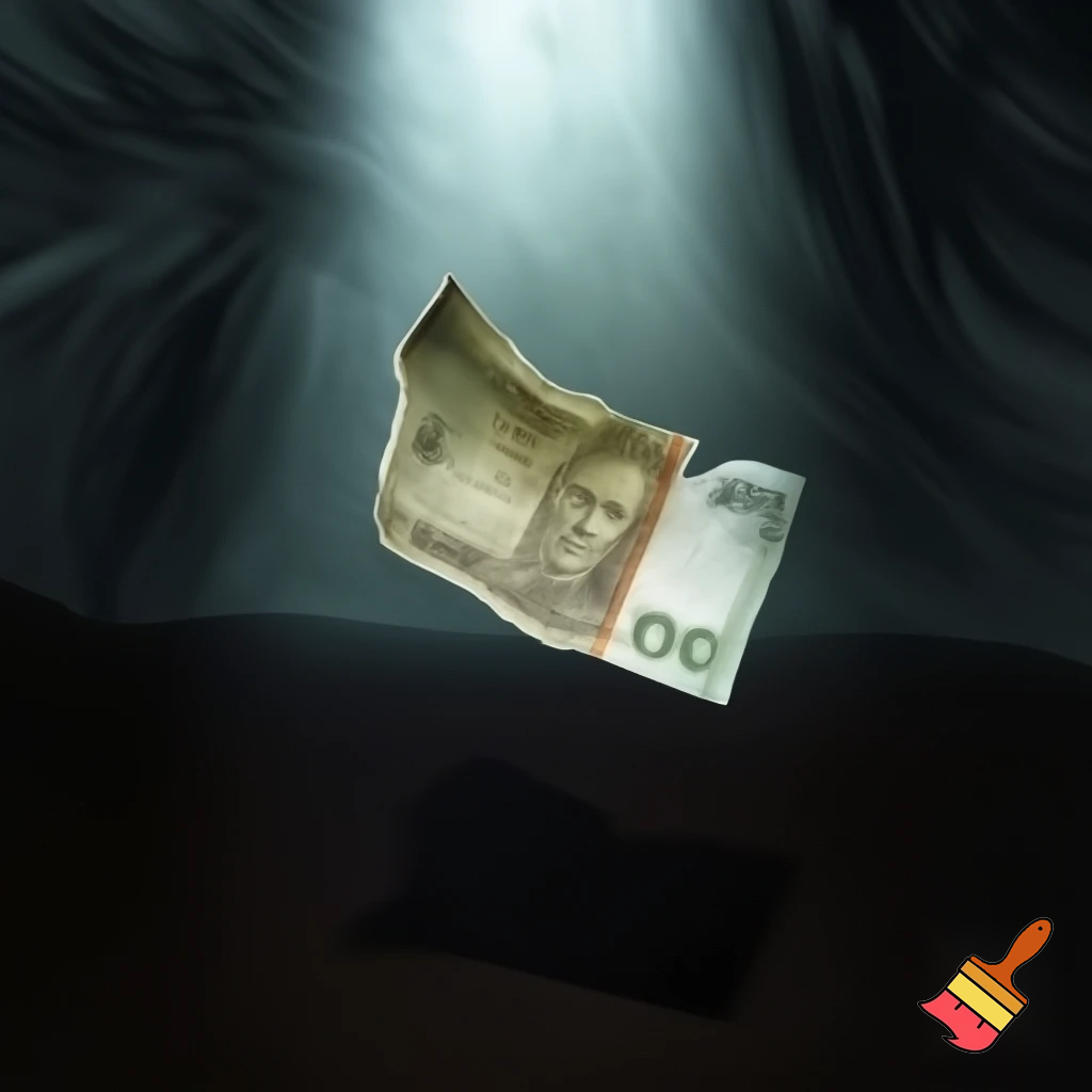 a piece of money about to end its life
