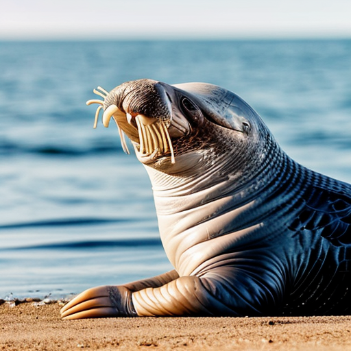 A  walrus hybrid with a seagull 