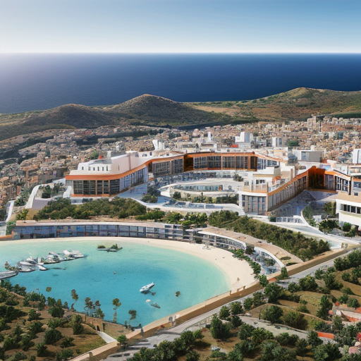 Turkish Republic of Northern Cyprus Lefkoşa in 2030 with official buildings in the Turkish dub