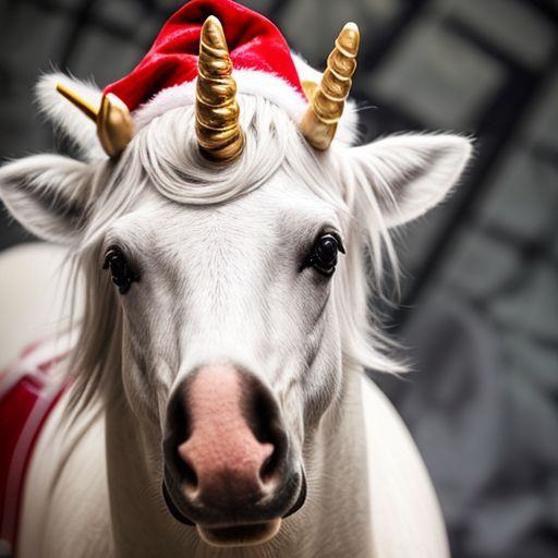 christmas unicorn, photorealistic