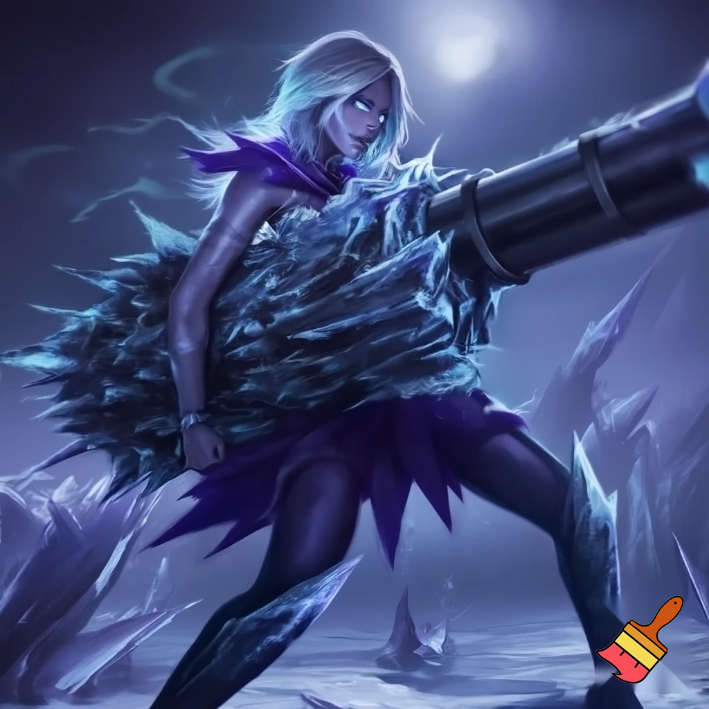 Killer Frost Crystal Frost using a heavy artillery gun 