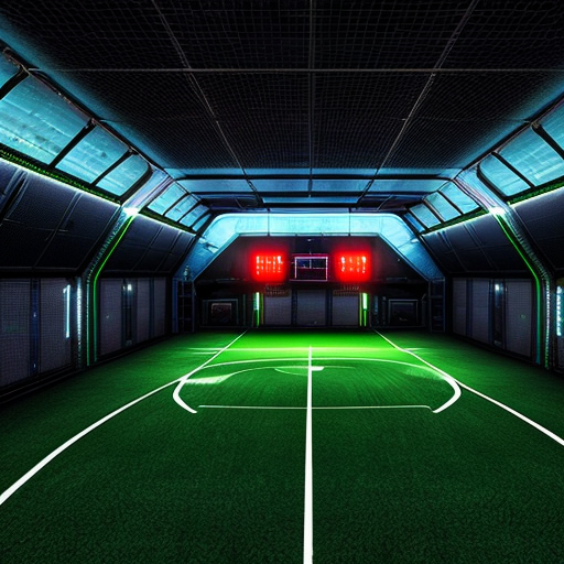 cyber-punk space soccer field