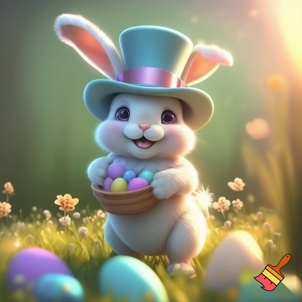 Bunny mascot costume top hat, Easter bunny mascot