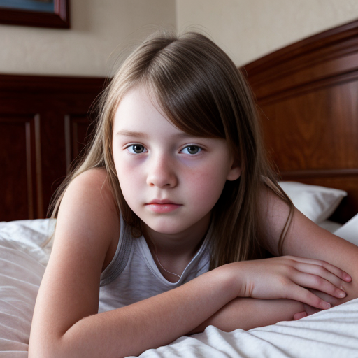 teen girl, young, ,  , middle school, youn, pale skin, at bed,
