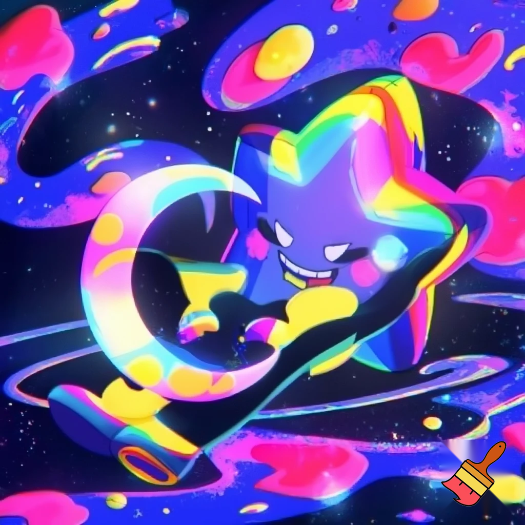 Star and the moon funky cartoon style 