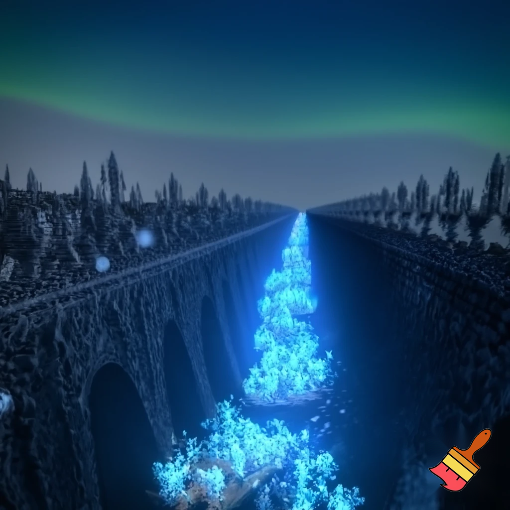  рисунок   фантастического рождественского сооружения: Висячие сады Снежной королевы: Ажурный мост-акведук, по которому течёт не вода, а поток мерцающих голограмм-снежинок, питающий «растения» из света в парках ниже
•	Критерии: Сложность геометрии, оригинальность идеи, качество проработки деталей, строительная логичность
