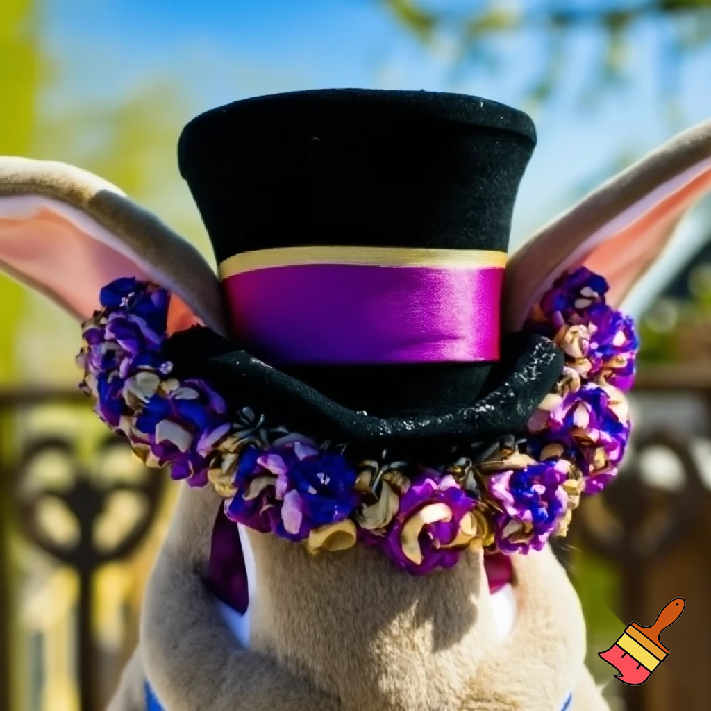 Easter bunny top hat, Easter balcony headband, purple and gold headband top hat