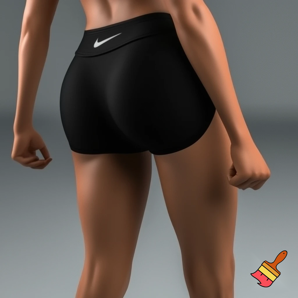 blonde woman showing what her buttocks looks like in Nike pro shorts