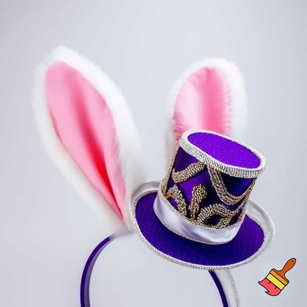 Easter bunny top hat headband, Easter bunny ears headband top hat purple and white and gold