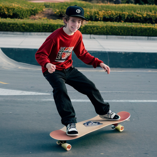 oli man dressed as a teen and riding a skateboard