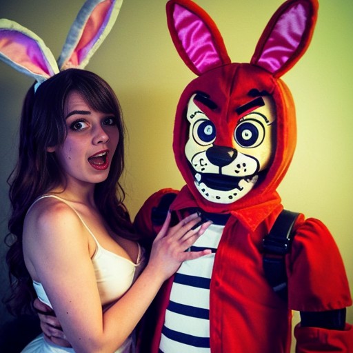 Show me what would happen if a boyfriend and girlfriend (Friday night funkin') were captured by female animatronics fnaf 2 , who then decided to make the boyfriend a girl (change his gender and appearance) and put the girl (boyfriend gender) in a cute, sexy bunny animatronic costume, and the wife girlfriend in a female animatronic cat costume. Both died in agony. How would the spirit of the girl (boyfriend gender) and his wife (girlfriend) react afterward?