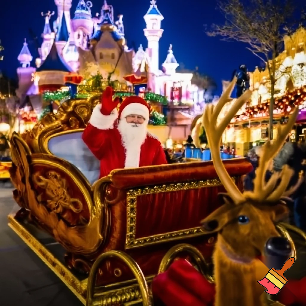 Santa Claus, France parade Paris Disneyland Santa sleigh castle