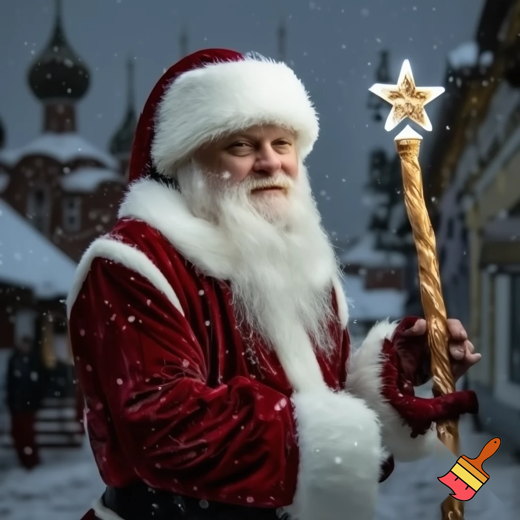  Santa Claus, Russia walking stick with a star