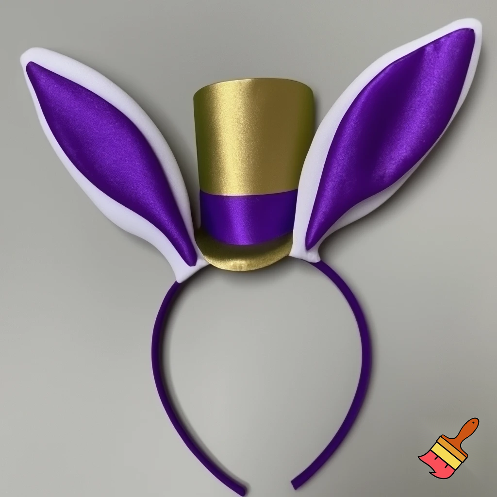 Easter bunny top hat headband, purple, purple and white with gold