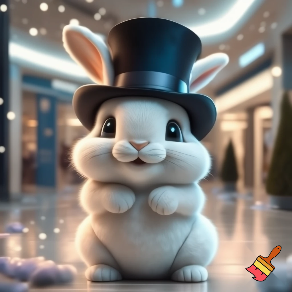 Easter bunny mascot costume shopping Centre winter top hat