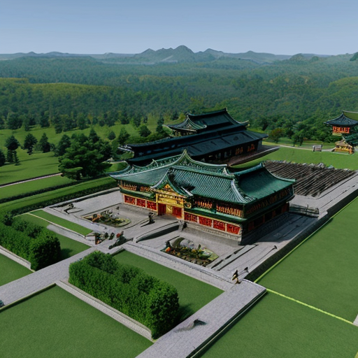 A Japanese Castle with gardens, training grounds, a trading hub, an arena, and an empty yet wide forge-weaving land for creation such as blacksmithing, weaving, alchemy or creating. Fully equipped and absolutely protected, fit for an Emperor who does godlike powers and his empire.