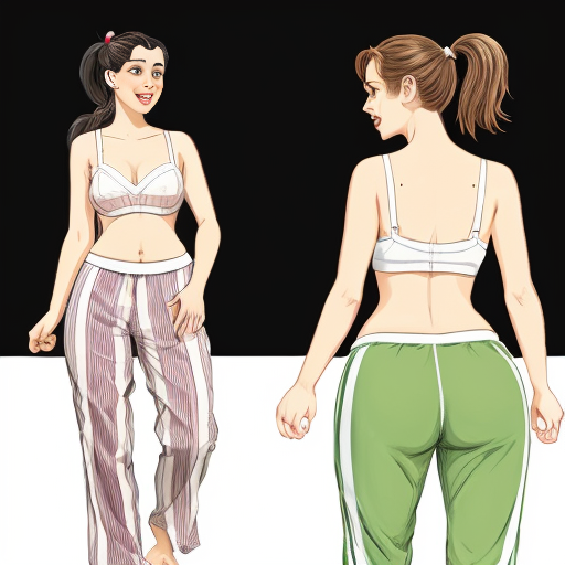 90's disney's 2d aladdin style comic black background and panels of 
Panel 1 a curvy figure two headed woman with brown hair and black striped haired ponytail and with green skin barefoot with green and white striped harem pants and pink and white striped bra marching towards viewer. 
Panel 2 then the curvy figure two headed woman with brown hair  black striped haired ponytail and with green skin barefoot with green and white striped harem pants and pink and white striped bra both looked at each other while marching towards.
Panel 3 then curvy figure two headed woman with brown black striped haired ponytail and with green skin barefoot with green and white striped harem pants and pink and white striped bra looked at viewer. 
Panel 4 then the curvy figure two headed woman with  brown hair and l black striped haired ponytail and with green skin barefoot with green and white striped harem pants and pink and white striped bra kissed the viewer while marching. 
Panel 5 then the curvy figure two headed woman with brown hair black striped haired ponytail and with green skin barefoot with green and white striped harem pants and pink and white striped bra turns around and turns around and revealing to the viewer a yellow triangle shaped stitch patch was on the middle of her butt of her green and white striped harem pants. 
Panel 6 then curvy figure two headed woman with brown hair and black striped haired ponytail and with green skin barefoot with green and white striped harem pants and pink and white striped bra shakes her butt with the yellow triangle shaped Stitch patch on her big butt.  