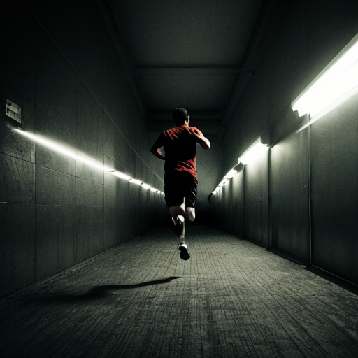 A man running towards the dark 