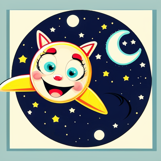 Star and a moon funky cartoon style