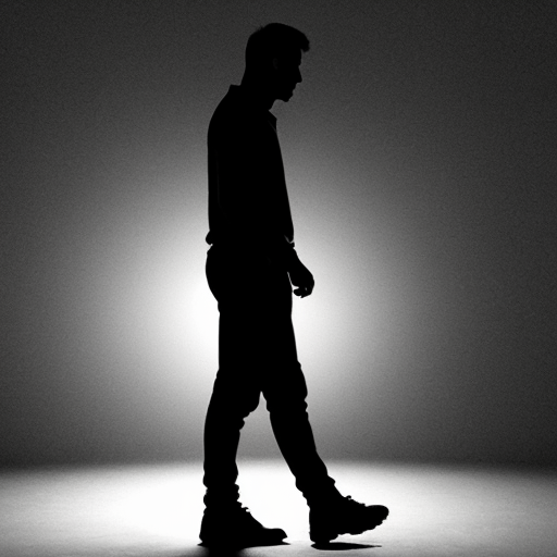 Male full body side angle silhouette black silhouette