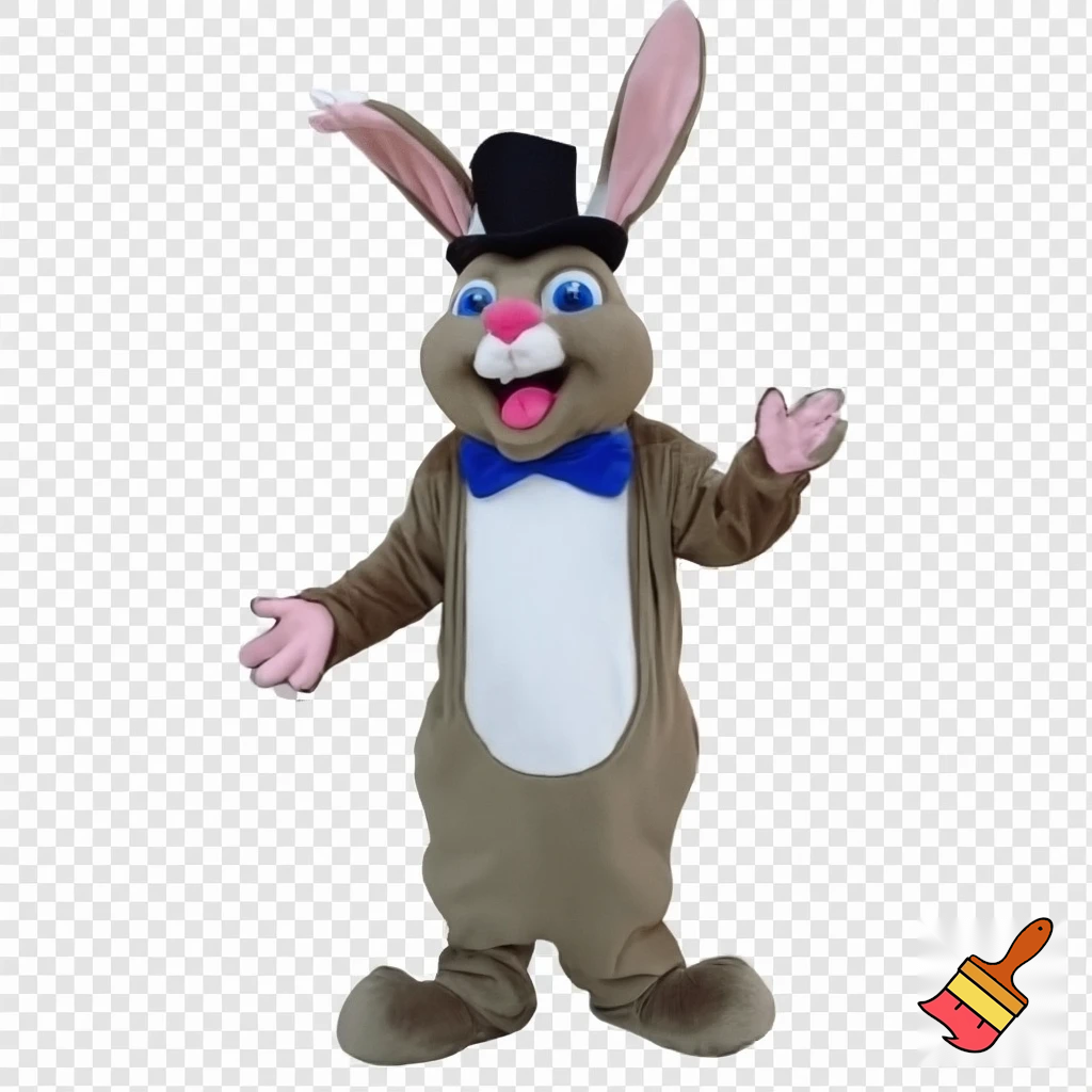 Easter bunny with a top hat mascot costume