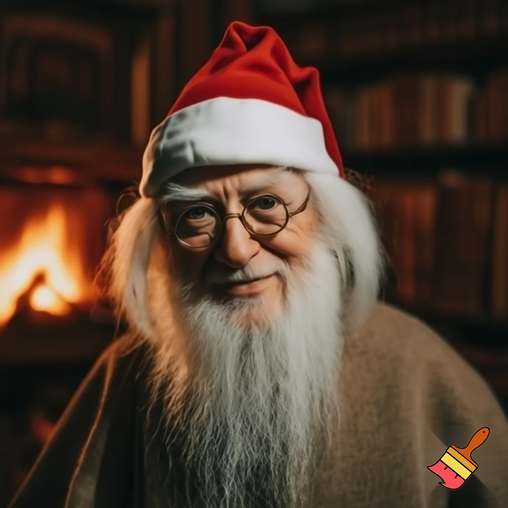 Woo wizard has Christmas hat