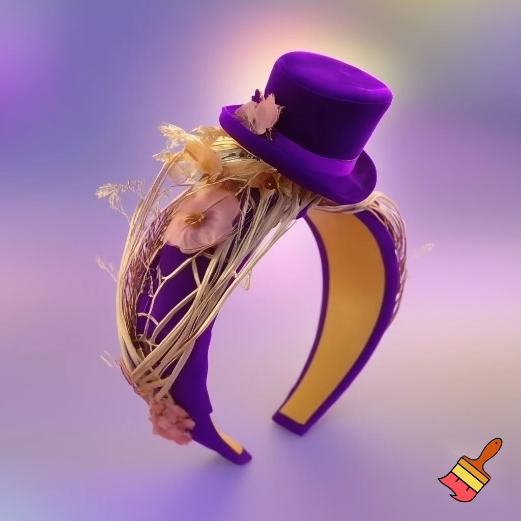 Golden purple Easter Easter headband, top hat velvet and fabric