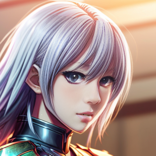 young tall white-haired woman in armor is sad because she lost her knife.