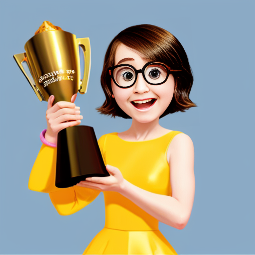 inside out style happy proud gold holding trophy one person gold cartoon animation style orange skin proud excited cute skin orange