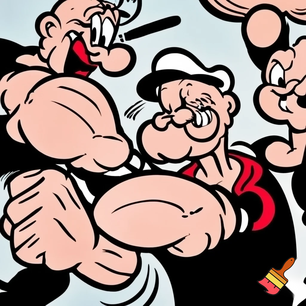 Humans in the style of Cartoon Popeye