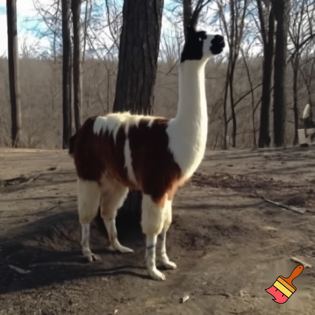 A hybird real life llama + girffe + hawk + moose forset back mountain on