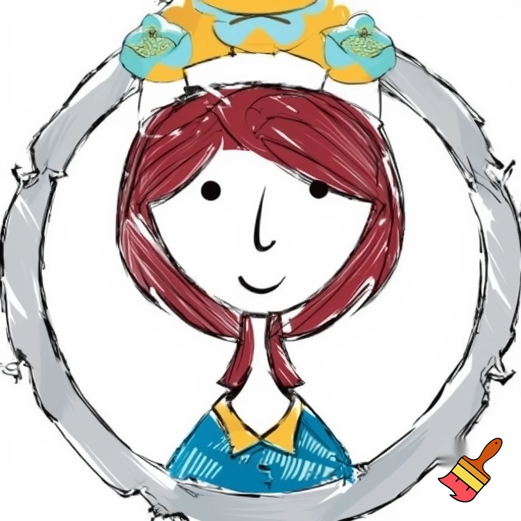 A teacher beautiful   made with caryon drawing in white background 
