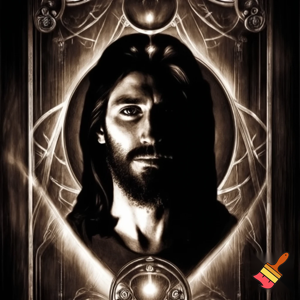 tarot card, esoteric christian gnosis, seppia black and white, 4000px x 4000px, 300dpi