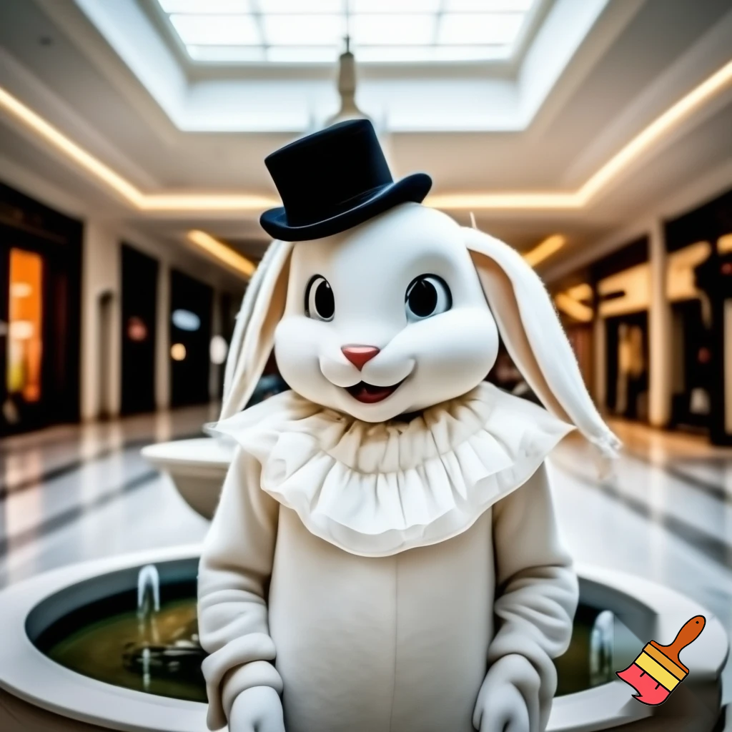  Easter bunny mascot costume top hat special land special in delicate shopping Centre Fountain Gate