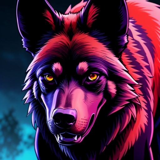 A black wild dog taking a mugshot looking DEADLY, sinister, angry and malicious